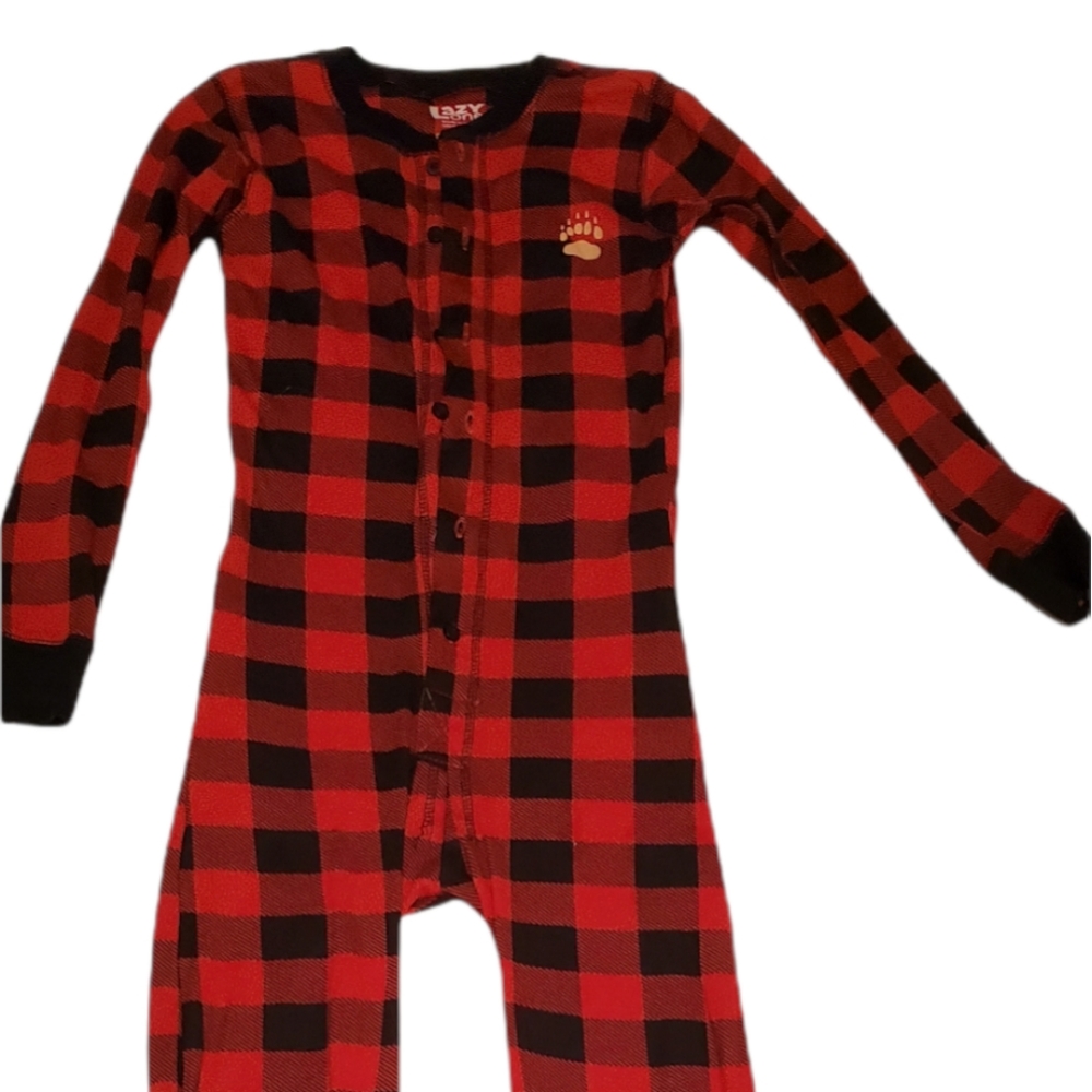 Kids one piece plaid pajamas